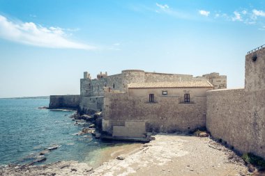 Ortygia 'daki Kadim Şato (Ortigia) Adası,
