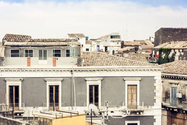 Toits de Catane, paysage urbain aérien, voyage en Sicile, Italie — Photo