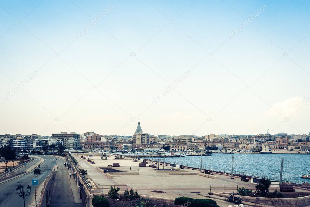 seafront of Ortygia (Ortigia) Island, view of Syracuse, Sicily, 
