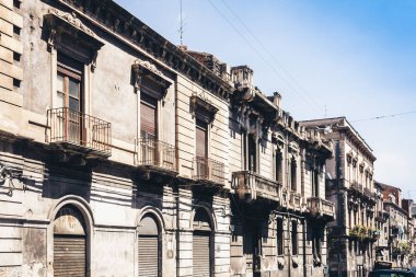 İtalya 'nın güzel şehri, Catania' nın tarihi sokağı, Sici