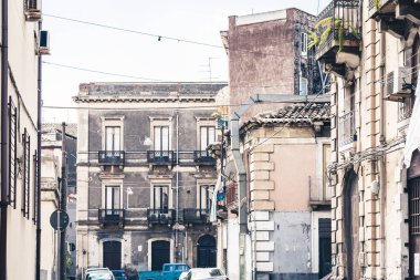 İtalya 'nın güzel şehri, Catania' nın tarihi sokağı, Sici