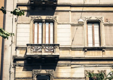 balcony in old baroque building in Catania, traditional architec