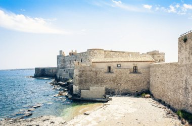 Ortygia 'daki Kadim Şato (Ortigia) Adası,