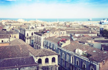 Katanya, hava manzarası, Sicilya 'nın geleneksel mimarisi.,  