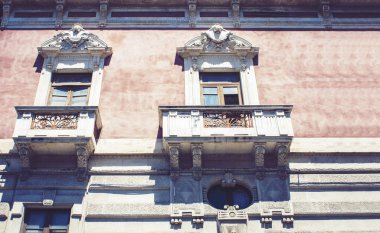 balcony in old baroque building in Catania, traditional architec