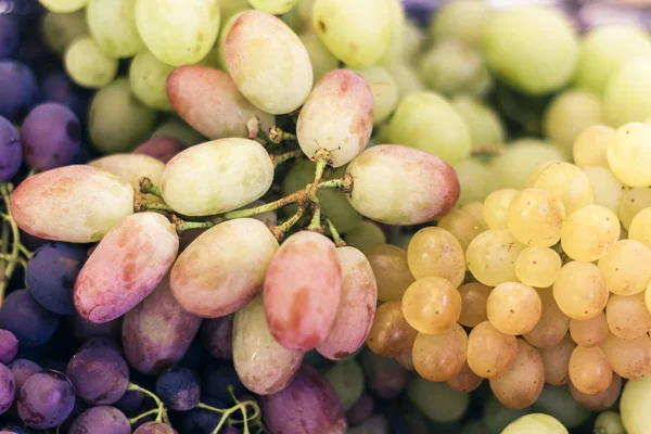 Uvas blancas y azules textura de fondo, cosecha de otoño . — Foto de Stock