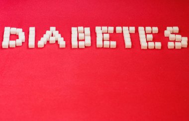 Kelime diyabeti, sağlık konsepti, rafine somun şekerinden yapılmış.