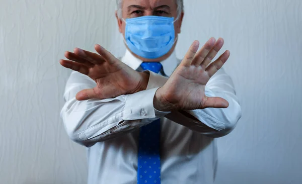 Coronavirus Quarantine Air Pollution Pm2 Concept Old Sick Man Wearing — Stock Photo, Image