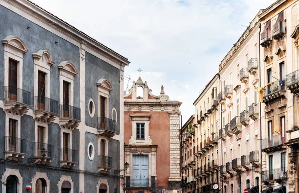 Catania Sicilia Ital Veduta Della Strada Nella Parte Storica Della — Foto Stock