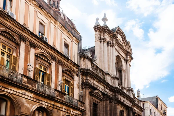 Traditionelle Architektur Siziliens Italien Typische Straße Von Catania Fassade Des — Stockfoto