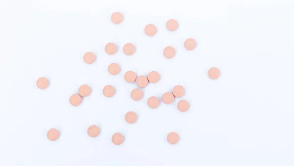 Heap Colorfull Pills Tablets Capsules White Background Drug Prescription Treatment — Stock Photo, Image