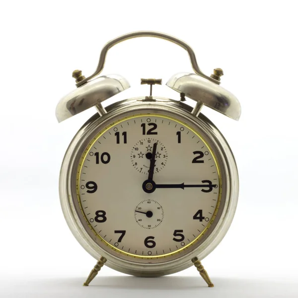 Old Style Alarm Clock Metal Quarter Twelve — Stockfoto