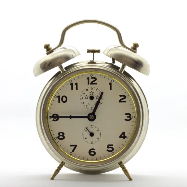 Old Style Alarm Clock Metal Quarter One — Stockfoto