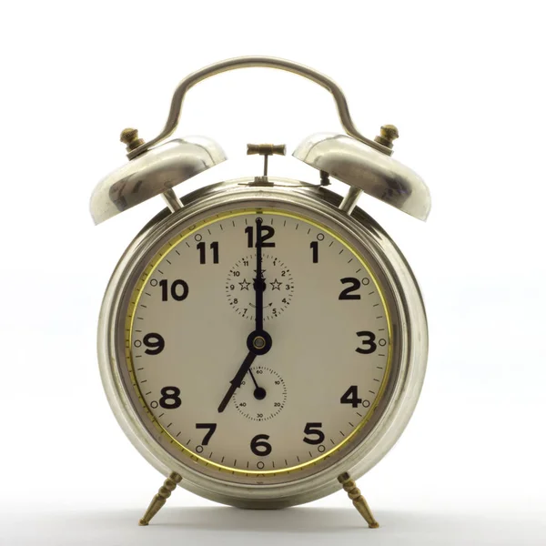 Relógio Alarme Moda Antiga Metal São Sete Horas — Fotografia de Stock