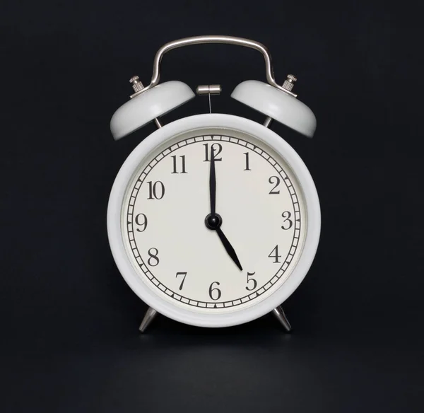 Old Style Alarm Clock Black White Five Clock — Stock Photo, Image