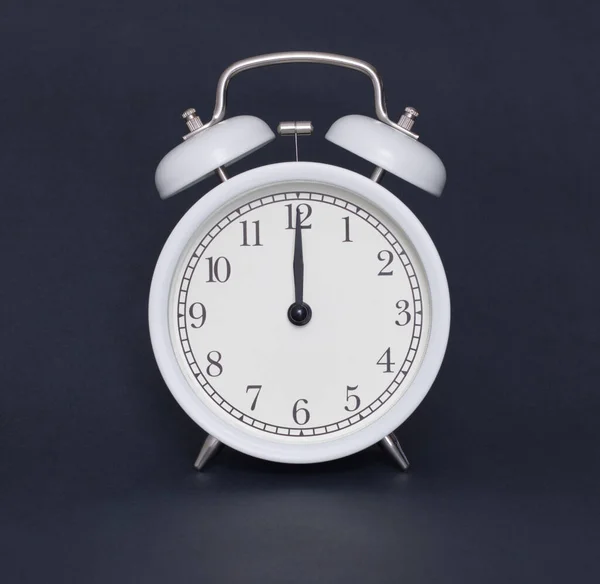 Old Style Alarm Clock Black White Twelve Clock — Stock Photo, Image