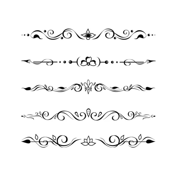 Ornate Retro Text Delimiters Paragraph Dividers Page Footer Decoration Lines Vector Graphics
