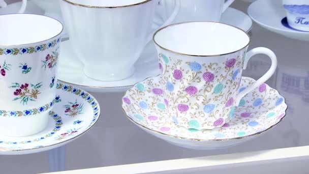 Porcelain Tableware Lovely Beautiful Gifts Loved Ones — Stock Video