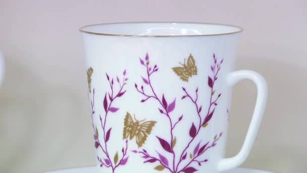Porcelain Tableware Lovely Beautiful Gifts Loved Ones — Stock Video