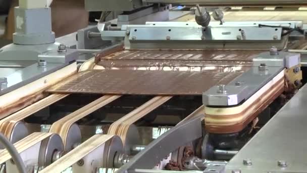 Produzione Dolciaria Linea Produzione Cioccolatini Involucro Waffle — Video Stock