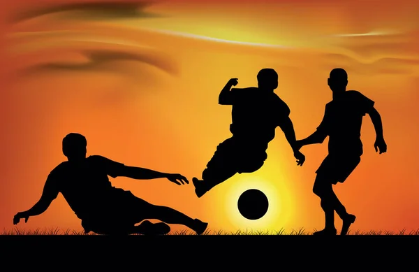Juego de fútbol atletas jugando — Vector de stock