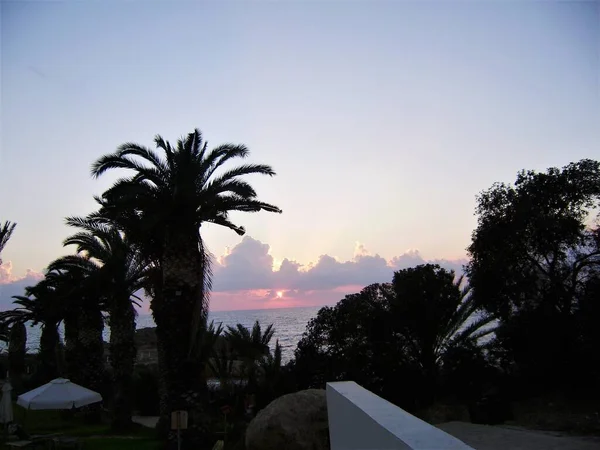 Zypern Pathos Küste Böschung Sonnenuntergang Über Dem Meer — Stockfoto