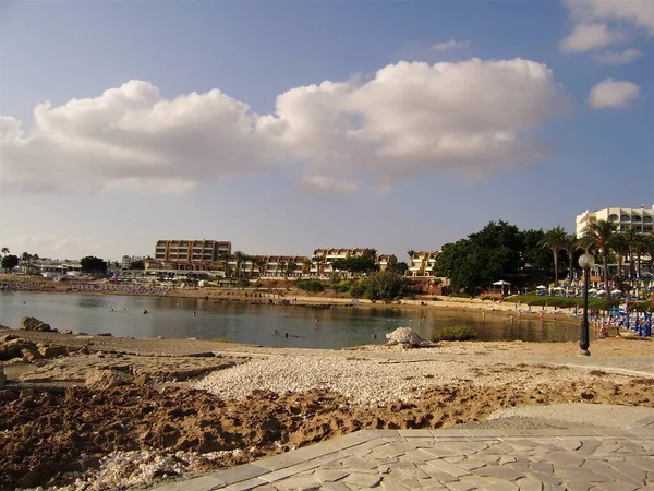 Cyprus Paralimni Kust Van Middellandse Zee Kust Stranden Kustlijn Toeristisch — Stockfoto
