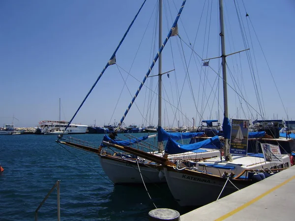 Zypern Limassol Böschung Tuzistichesky Zone Sehenswürdigkeiten Mittelmeer Meerblick Yachten Pier — Stockfoto