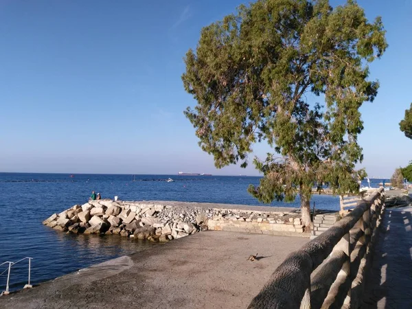 Cyprus Limassol Embankment Tuzistichesky Zone Sights Mediterranean Sea Sea View — Stock Photo, Image