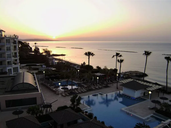 Chipre Limassol Sunrise Costa Del Mar Mediterráneo Vista Mar Zona —  Fotos de Stock