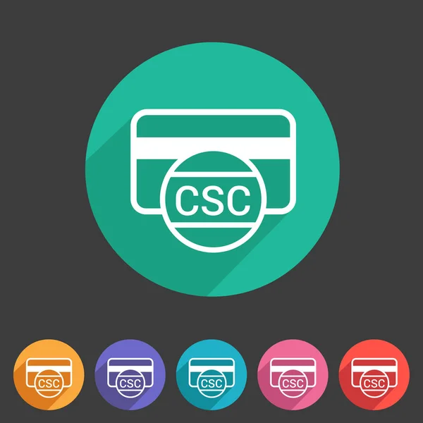Codice di sicurezza della carta CSC icona di credito piatto web segno simbolo logo etichetta — Vettoriale Stock