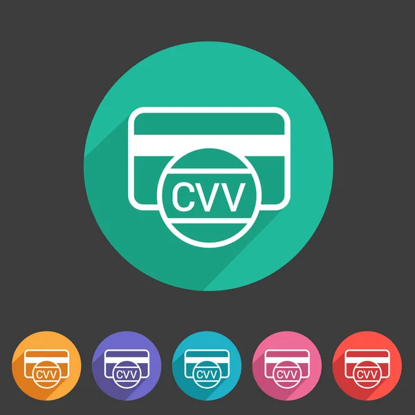 Codice di sicurezza della carta CVV icona di credito piatto web segno simbolo logo etichetta — Vettoriale Stock