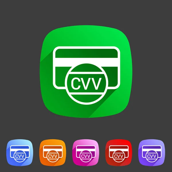 Codice di sicurezza della carta CVV icona di credito piatto web segno simbolo logo etichetta — Vettoriale Stock