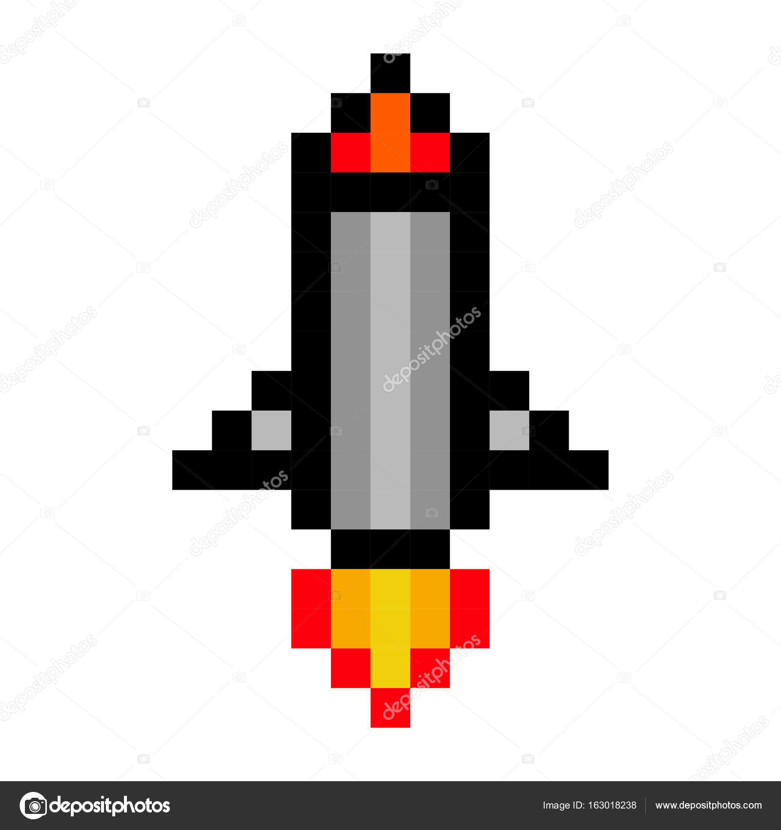Rocket Pixel Art Grid