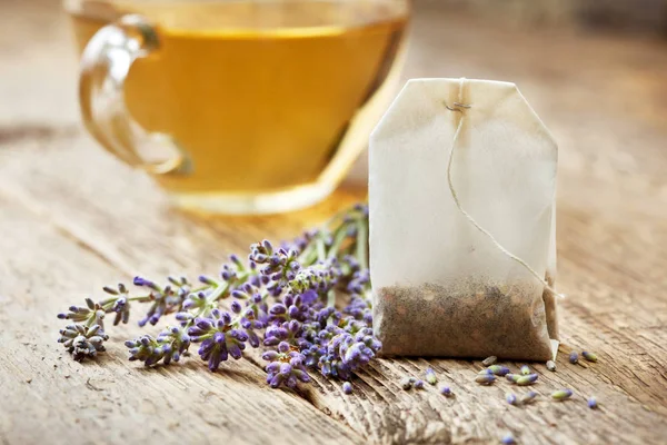 Teabag with lavender — Stock Photo, Image