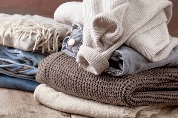 Stack of of warm clothes — Stock Photo, Image