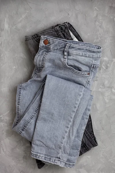 Gray jeans  (top view) — Stock Photo, Image