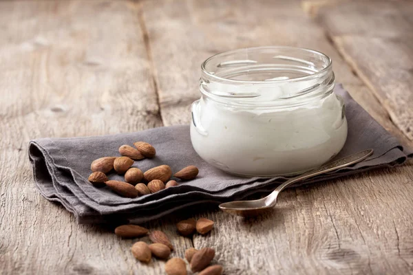 Vegan almond yogurt — Stock Photo, Image