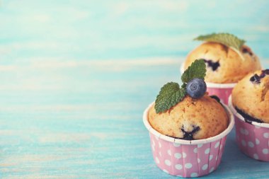 Blueberry muffins pembe durumlarda