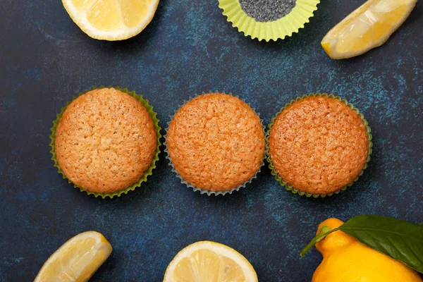 Lemon muffins View from above — Stock Photo, Image