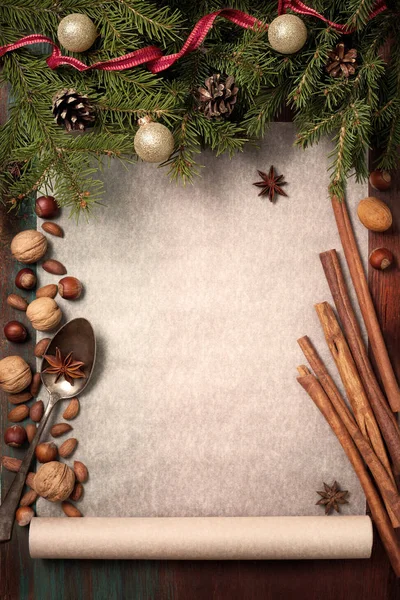 圣诞节背景与烘焙配料 — 图库照片