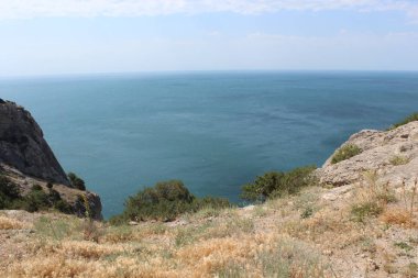 Okyanus ve kayalar güneşli bir günde