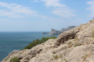 Okyanus ve kayalar güneşli bir günde