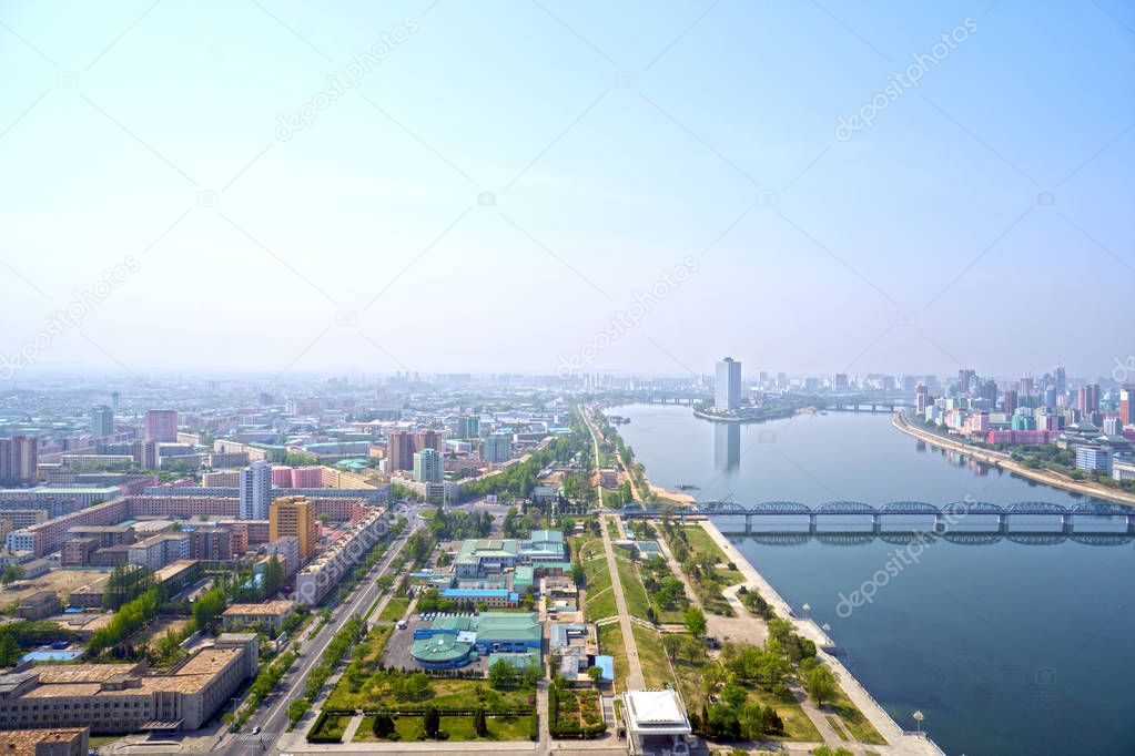 Panoramic view of Pyongyang in the morning. DPRK - North Korea. May 02, 2017.