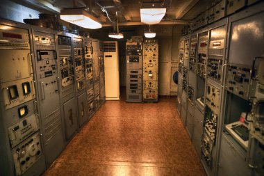 Bir şifreleme donatımın bir tahta üzerinde Uss Pueblo (Ager-2). 02 Mayıs 2017. Pyongyang, Kuzey Kore - Kuzey Kore.
