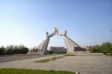 Kore Birleşme Arch. Pyongyang, Kuzey Kore - Kuzey Kore. 03 Mayıs 2017.
