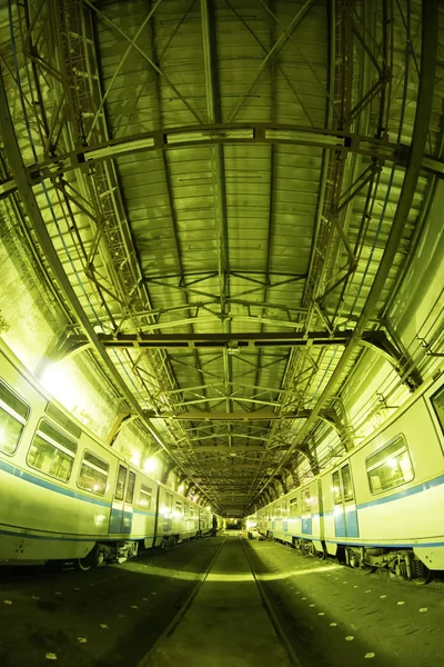 O metrô de Moscou treina no depósito "Izmailovo". 09 de junho de 2017. Moscovo. Rússia — Fotografia de Stock