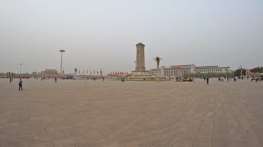 Tiananmen Meydanı'na panoramik manzaralı. Pekin, Çin. 04 Mayıs 2017. UHD - 4k