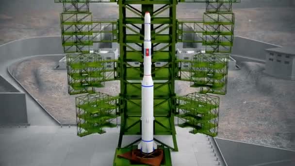 Start Nordkoreanska Avvaras Transportör Raket Unha Från Startplattan Rendering Uhd — Stockvideo