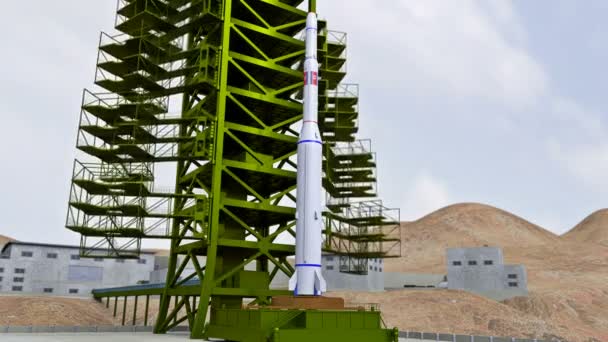 Start Nordkoreanska Avvaras Transportör Raket Unha Från Startplattan Rendering Uhd — Stockvideo